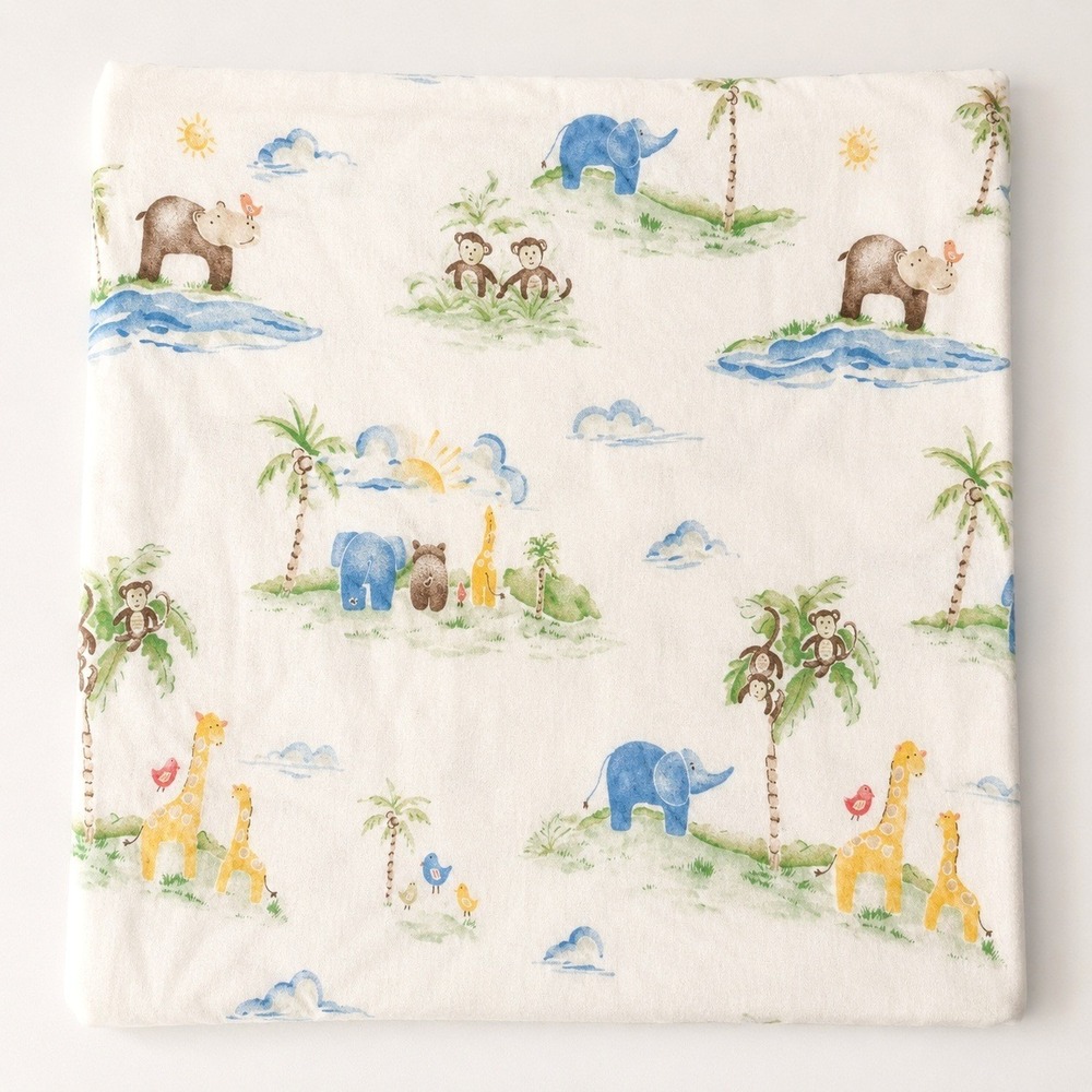 Pottery‎ Barn Safari Animal Fitted Crib Sheet Jungle Friends Organic Cotton 2013